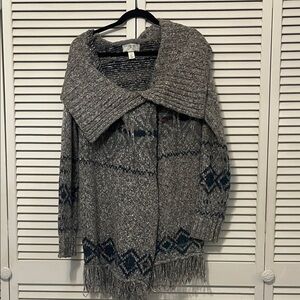Ruby Moon Gray Knit Cardigan with Fringe
